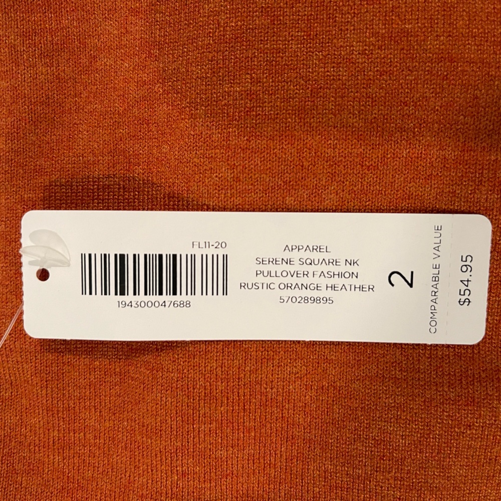 Chico’s Square Neck Rustic Orange Heather Pullover Sweater 3/4 Sleeve Nwt 2 - Picture 7 of 10